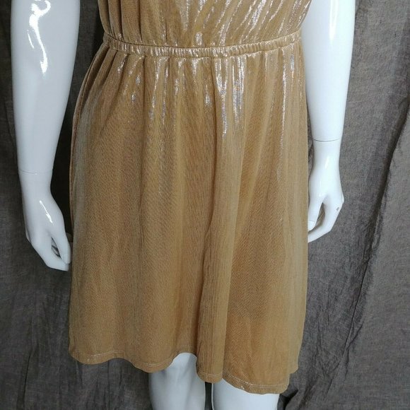 Wild Blue Sadie Robertson Dress Gold Shimmer Size Medium Asymmetrical - Picture 8 of 12